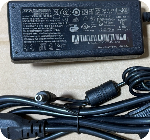 *Brand NEW* APD NB-65B19 Power Adapter (19V 3.42A 65W) | 5.5×1.7mm Round Barrel Connect